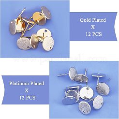 24Pcs 2 Colors Hammered Brass Stud Earring Findings&nbsp;KK-FH0002-33