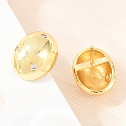 Oval Brass Micro Pave Cubic Zirconia Stud Earrings&nbsp;EJEW-Z164-17G-01