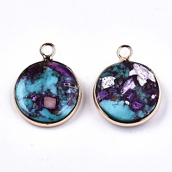 Flat Round Assembled Synthetic Turquoise and Natural Regalite/Imperial Jasper Pendants&nbsp;G-N330-21B-01