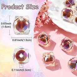 10Pcs Two Tone UV Plating Rainbow Iridescent Acrylic Beads&nbsp;TACR-YW0002-33F