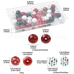 50Pcs 7 Colors Christmas Spray Painted Wood European Beads&nbsp;WOOD-FS0002-43
