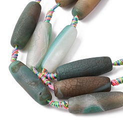 Frosted Natural Green Onyx Agate Beads Strands&nbsp;G-P605-M02-01