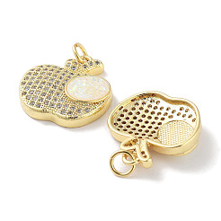 Brass Micro Pave Clear Cubic Zirconia Pendants&nbsp;KK-L213-042G-02