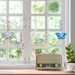 5Pcs 5 Colors Butterfly Quartz Crystal Pendant Decoration&nbsp;HJEW-AR0001-20