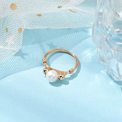 Round Natural Cultured Freshwater Pearl Finger Rings&nbsp;RJEW-JR00698