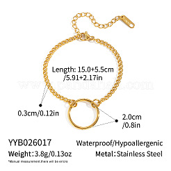 304 Stainless Steel Ring Pendant Twisted Chain Bracelets for Women&nbsp;IP0697-2