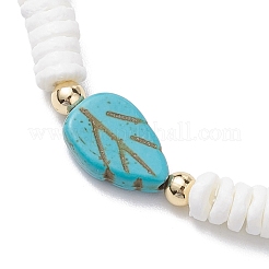 Natutal White Sea Shell Disc Beaded Stretch Bracelets&nbsp;BJEW-JB10551-01