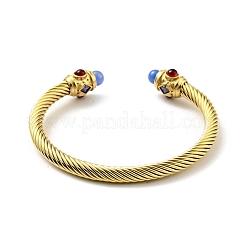 304 Stainless Steel Twist Rope Shape Open Cuff Bangle&nbsp;BJEW-D449-02G-01