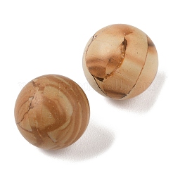 Natural Wood Lace Stone Wooden Jasper No Hole Sphere Beads&nbsp;G-K353-04C-23