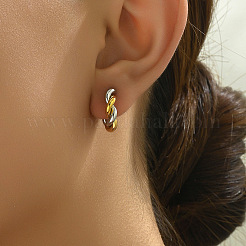 Two Tone Twist C-Shaped 316L Surgical Stainless Steel Stud Earrings&nbsp;FS-WG8645D-03