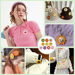 50Pcs 10 Colors Sunflower Polyester Embroider Thread Sew On Patches&nbsp;PATC-PH0001-45