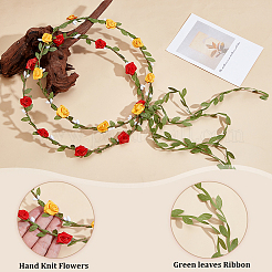 7Pcs 7 Colors Polyester Artificial Rose Garland Headbands Hair Vine&nbsp;AJEW-CP0008-27