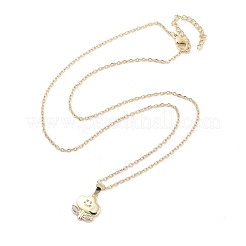 Brass Clear Cubic Zirconia Cable Chain Smiling Face Cloud Flower Pendant Necklaces&nbsp;NJEW-B100-06G