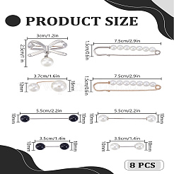 1 Set Alloy Resin Imitation Pearl Safety Pin Brooches Sets&nbsp;JEWB-LP0004-21