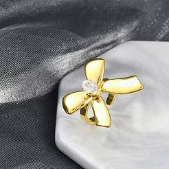 304 Stainless Steel Open Cuff Finger Rings for Women&nbsp;STAS-Z111-06G