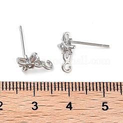 Brass Micro Pave Cubic Zirconia Studs Finding&nbsp;KK-K364-06P