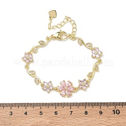 Brass Micro Pave Cubic Zirconia Link Chain Bracelets for Women&nbsp;BJEW-C156-04D-03G