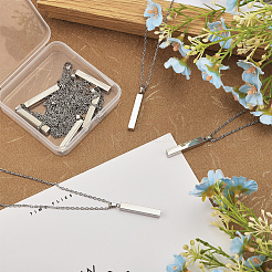 10Pcs 201 Stainless Steel Rectangle Pendant Necklace&nbsp;NJEW-CA0001-16