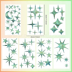 7PCS 2 Styles PVC Stickers Dazzling Color Window Stickers 3D Laser Star Moon Electrostatic Glass Window Stickers&nbsp;JX830A