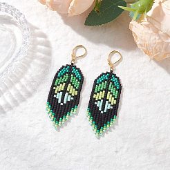 Handmade Glass Seed Beads Dangle Earrings&nbsp;EJEW-MZ00561
