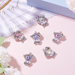 6Pcs 3 Colors Rack Plating Alloy Rhinestone Pendants&nbsp;FIND-TA0005-40