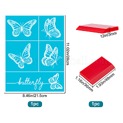 1 Sheet Butterfly Pattern Self-Adhesive Silk Screen Printing Stencil&nbsp;DIY-GF0004-06
