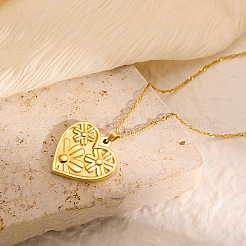 201 Stainless Steel Flower Heart Pendant Necklaces for Women&nbsp;FS-WGE2290-01