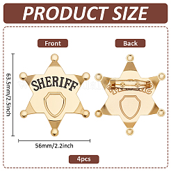 4Pcs Alloy Star with Word Sheriff Brooch Pin for Costume Accessories&nbsp;JEWB-FG0001-52B