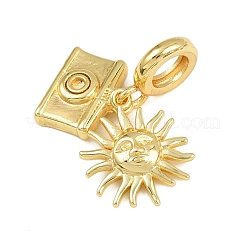 Brass Sun Camera European Dangle Charms&nbsp;KK-I352-32G