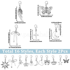 32Pcs 16 Styles Alloy & ABS Plastic Imitation Pearl Pendant Decorations&nbsp;HJEW-BM0001-24