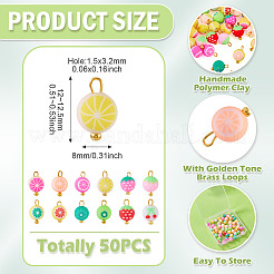 50Pcs Fruits Theme Handmade Polymer Clay Pendants&nbsp;CLAY-TA0007-08