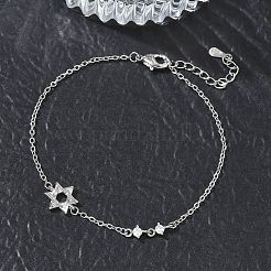 Brass Micro Pave Clear Cubic Zirconia Link Bracelets&nbsp;BJEW-E114-01A-P