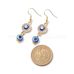 Crystal Rhinestone Dangle Earrings with Enamel Evil Eye&nbsp;EJEW-JE05012-01
