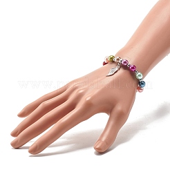 Imitation Pearl Beaded Stretch Bracelet with Drop Charm for Kids&nbsp;BJEW-JB07638