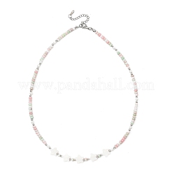 Summer Star Shell Pearl & Ombre Effect Dyed Glass Beaded Necklaces for Women&nbsp;NJEW-JN06051-01
