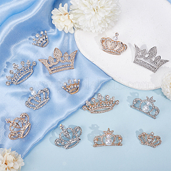 14Pcs 14 Styles Crown Zinc Alloy Rhinetsone Lapel Pins for Clothes&nbsp;JEWB-HY0001-56
