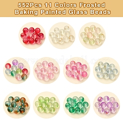 552Pcs 11 Colors Frosted Baking Paint Glass Beads&nbsp;DGLA-FS0001-14