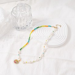 Lemon Slice Enamel Pendant Necklace for Girl Women&nbsp;X1-NJEW-TA00013