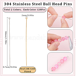 240Pcs 2 Styles 304 Stainless Steel Ball Head Pins&nbsp;STAS-SC0007-73