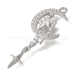 Brass Micro Pave Clear Cubic Zirconia Pendants&nbsp;CU-CBAC809-04P