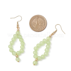 3 Pairs 3 Colors Imitation Jade Glass Beaded Teardrop Dangle Earrings&nbsp;EJEW-JE06517