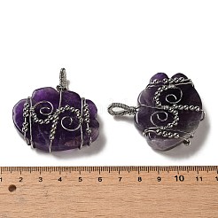 Natural Amethyst Copper Wire Wrapped Pendants&nbsp;G-K338-07P-01