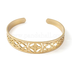 Hollow Out Knot 304 Stainless Steel Open Cuff Bangles for Women&nbsp;BJEW-G701-02G