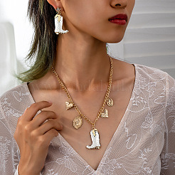 Cowboy Boots Zinc Alloy Earrings & Necklaces Sets for Women&nbsp;FS-WGC30FE-01