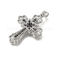 Brass Micro Pave Black Cubic Zirconia Pendants&nbsp;CU-CBA4BAF-05P