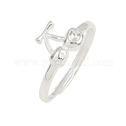 925 Sterling Silver Adjustable Finger Rings for Women&nbsp;RJEW-P157-01S