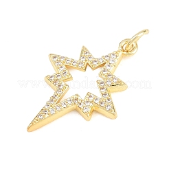 Brass Micro Pave Clear Cubic Zirconia Pendants&nbsp;KK-F938-04G