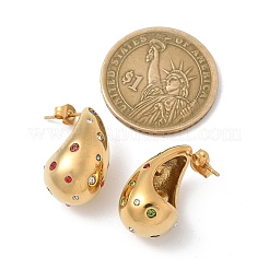 304 Stainless Steel Teardrop Stud Earrings&nbsp;EJEW-B108-05G-B