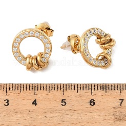 304 Stainless Steel Micro Pave Cubic Zirconia Stud Earrings for Women&nbsp;SA-A003-02B-G