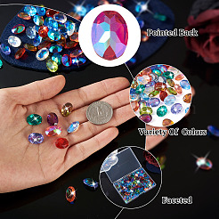 120Pcs 12 Colors Transparent Pointed Back Resin Rhinestone Cabochons&nbsp;KY-CW0001-01